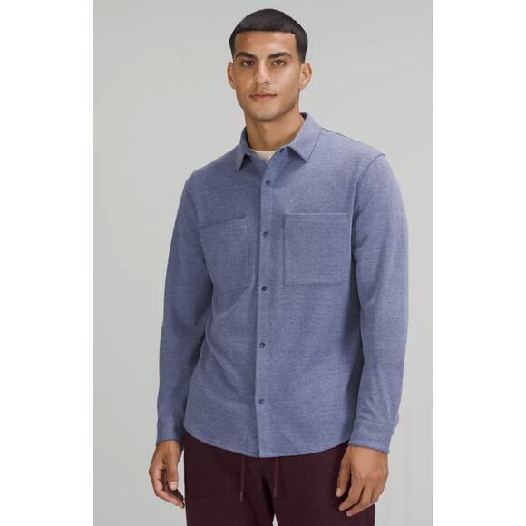 Lululemon Other - Lululemon Men's Soft Knit Overshirt Snap Long Sleeve Blue Zipper Pockets Men